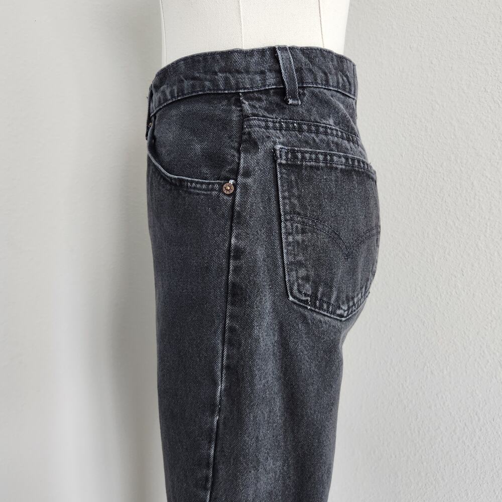 Vintage 90s Levi's Black Wash Denim High Waisted Loose Straight Leg Jeans 0 - Picture 5 of 12